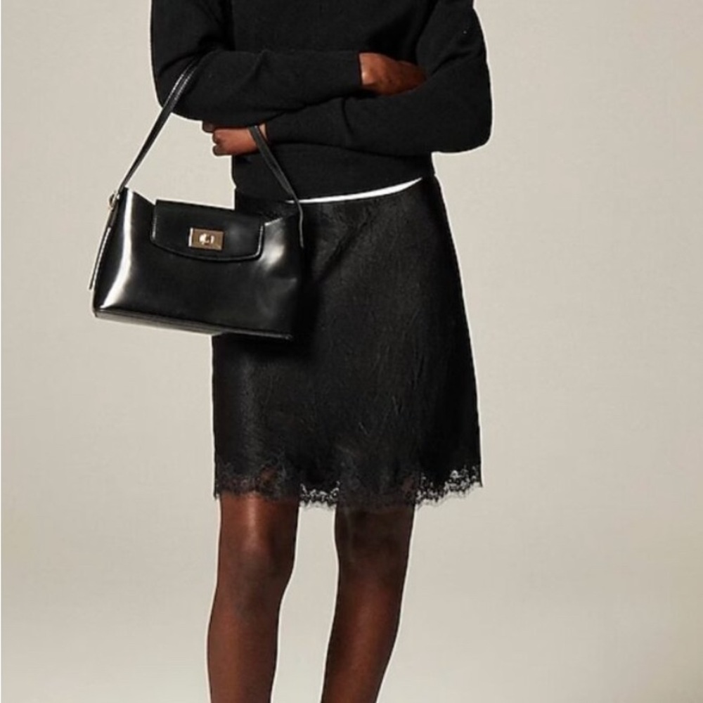 J Crew Gwen lace-trim slip skirt in textured satin XS